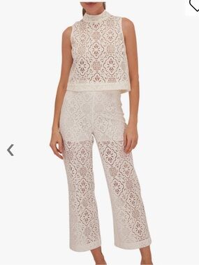 Veronica Beard SET Kehlani Off-White Lace Pant and Katmai Top